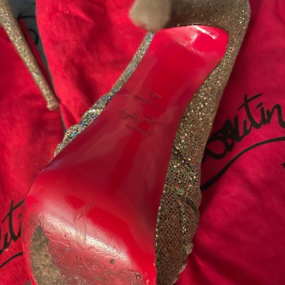 Christian Louboutin Jenny Peep Toe Pumps 150mm Gold - Picture 6 of 7